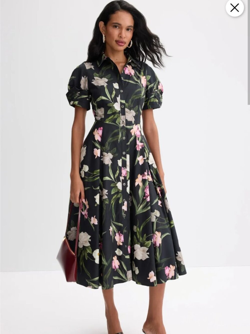 Ted Baker London Balloon Button Up Shirt Dress 100% Cotton Size 6